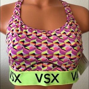 New Victoria's Secret LARGE VSX Multi color The Player Racerback Sports Bra#2938